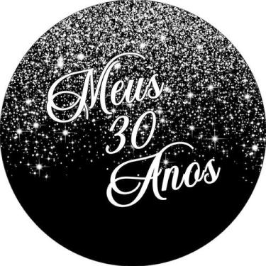 Imagem de Painel De Festa Redondo 1,50x1,50 - Efeito Glitter Prata Meus 30 Anos 
