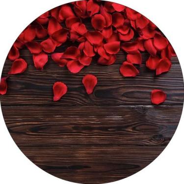 Imagem de Painel De Festa Redondo 1,50x1,50 - Pétalas Vermelhas Flores Efeito Ma