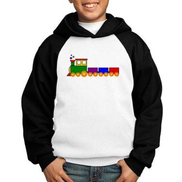 Imagem de Moletom Infantil Trenzinho Colorido - Foca na Moda, Branco, Preto, 12