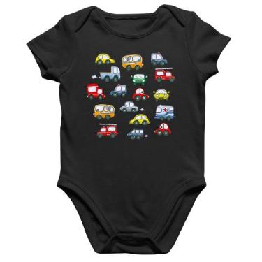 Imagem de Body Bebê Algodão Carrinhos Coloridos - Foca na Moda, Preto, G