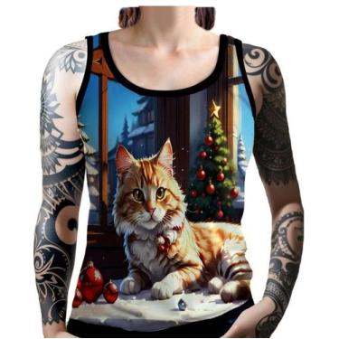 Imagem de Regata Camiseta Tshirt Natal Festas Gato Gatinho Fofo Neve 3 - Enjoy S