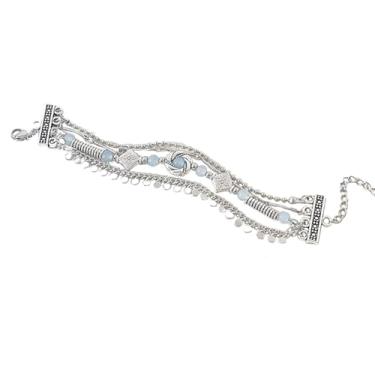 Imagem de AIEDE Pulseira feminina delicada com franjas em várias camadas com berloque exótico com contas boho, Adjustable, Liga de aço, Sem Pedra Preciosa