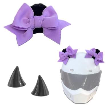 Imagem de 2 peças de acessórios de capacete autoadesivos para decoração de capacete, orelhas de gato, motocicleta, capacete para esqui, bicicleta, roxo