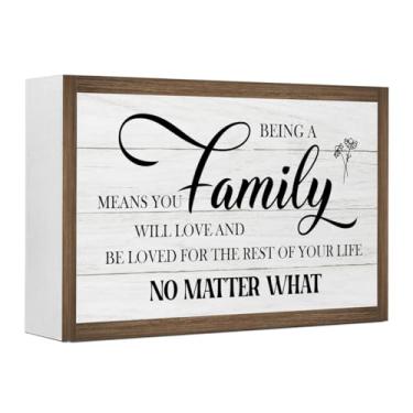 Imagem de Placa Home Box, Being a Family Means You Will Love Caixa de Madeira Decoração de Mesa, Placa de Bloco Familiar para Casa de Fazenda, Sala de Estar, Quarto, Prateleira, Mesa, Decorações de Parede