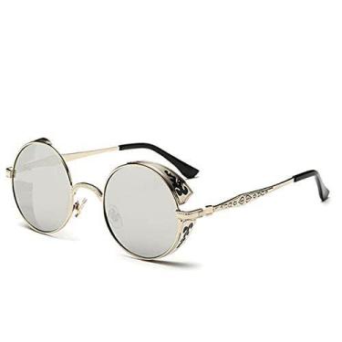 Imagem de Óculos de Sol Barcur Estilo Steampunk Redondos Oculos com Proteção Uv4