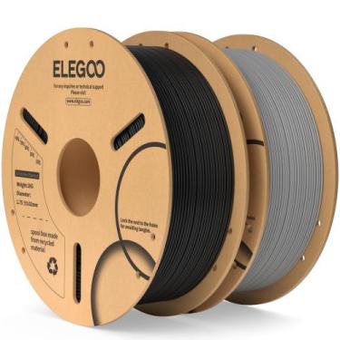 Imagem de Filamento PLA ELEGOO 1,75mm (2kg x 2) - Preto e Cinza para Impressora 