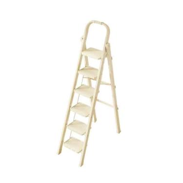 Imagem de Escada dobrável Escada doméstica Escada dobrável Escada multifuncional telescópica espessante Escada interna pequena leve de 4/5/6 degraus Banco de degrau dobrável(Grande)