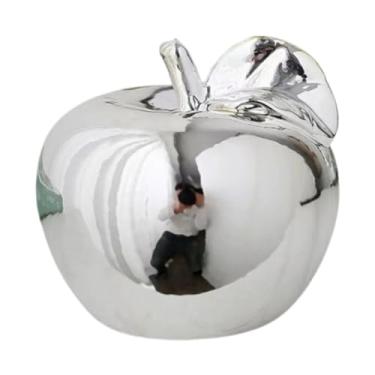 Imagem de Ioensy Escultura de frutas ornamentos de mesa de mesa Centro artesanato delicado decoração de desktop estátua estatueta de cerâmica para casas cafés varandas, Prata, L