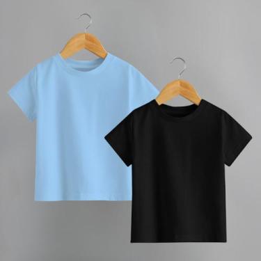 Imagem de Kit Com 2 Camisetas Infantil Básica Lisa 100% Algodão Tecido Premium A