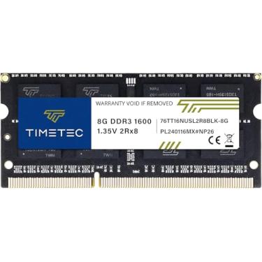 Imagem de Timetec 8GB DDR3L / DDR3 1600MHz (DDR3L-1600) PC3L-12800 / PC3-12800(PC3L-12800S) Non-ECC Unbuffered 1.35V/1.5V CL11 2Rx8 204 Pinos SODIMM Notebook PC PC Memória RAM Module Upgrade Preto PCB