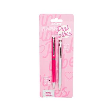 Imagem de Kit Caneta e Lapiseira Pink Vibes 2 Peças Leoarte Rosa