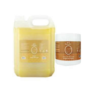 Imagem de Kit Banho Pra Cães E Gatos Shampoo 5L + Máscara Argan 500G