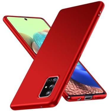 Imagem de JUNAUTTB Capa para Samsung Galaxy A71 5G ultrafina fosca PC capa protetora rígida, com proteção para lente de câmera, capa de telefone simples durável slim fit 6,7 polegadas vermelha JUS13-24