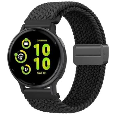Imagem de Pulseira de nylon trançado compatível com Garmin Vivoactive 5/Vivoactive 6/Vivoactive 3, pulseira de substituição elástica macia de 20 mm para Garmin Venu/Venu Sq/Vivomove/Forerunner 55/158/165/245