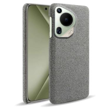 Imagem de Capa para Huawei Pura 70 Ultra,Capa desenhada em lona,Case Protetora Ultrafina com Empunhadura Macia,Design em Tecido Antichoque e Antiarranhões-Gray