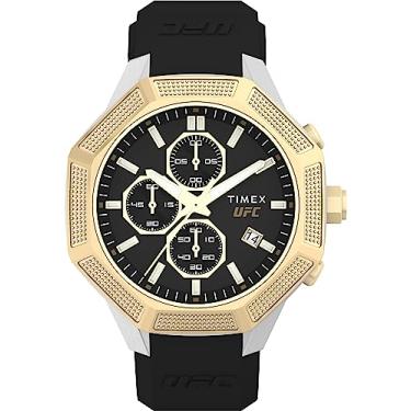 Imagem de Timex Relógio masculino King 45 mm da UFC – pulseira preta com mostrador preto e caixa prateada, Preto