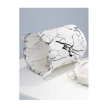 Imagem de Cesto Organizador Multiuso Tecido Dobrável Roupa Brinquedos Lavanderia(Mármore Branco)