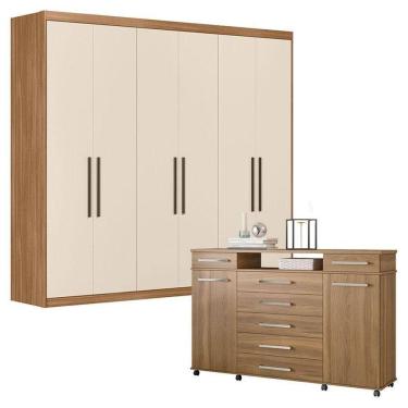 Imagem de Cômoda London E Guarda Roupa Casal Venice 62780 Amendola Touch Off White - Demóbile