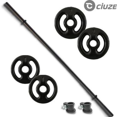 Imagem de Barra Body Pump 1.30m Com 6 Kg Anilhas Treino Em Casa Ciuze - SEPO