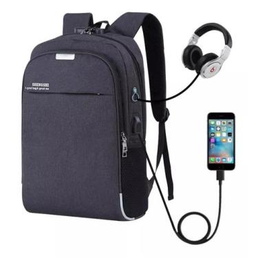 Imagem de Mochila Antifurto Impermeável Para Notebook Com Saída Usb - Xway, Pret