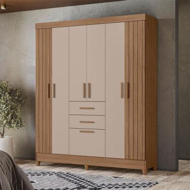 Imagem de Guarda Roupa Solteiro Ambiente Malta 7 Portas Carvalho Fendi - Moval