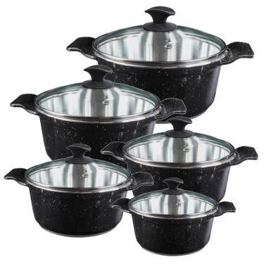 Imagem de Jogo Panelas Preto Liso Alumínio Usinado Javali Aa 16 A 24