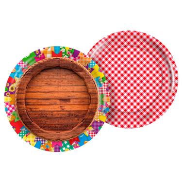 Imagem de Prato de Papel Junino Regina 18cm 8 Unidades