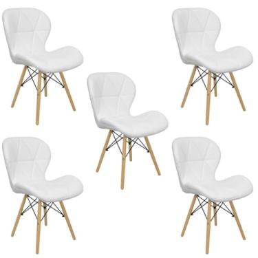 Imagem de Cadeira Estofada Eiffel Slim Wood Pés de Madeira (5, Branco, 5)