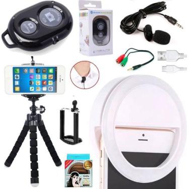 Imagem de Kit Youtuber Profissional Tripé Para Celular + Microfone Lapela Ilumin