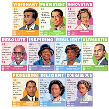 Imagem de gisgfim 10 pôsteres de matemáticos negros famosos para sala de aula 35,5 x 28,8 cm, citação inspiradora, materiais de aprendizagem, materiais de aprendizagem, matemática, decoração de parede para sala