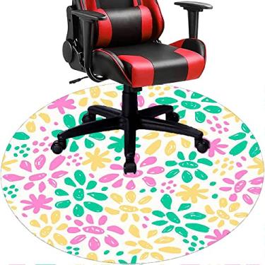 Imagem de Tapete de cadeira de escritório com flores, textura de flor, tapete de cadeira de mesa para piso de madeira de escritório doméstico, protetor de piso de pilha baixa multiuso, redondo, 99 cm