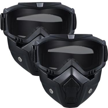 Imagem de BROYEUR Pacote com 2 Máscaras de Airsoft, Máscara de Paintball, Máscara de Motocicleta, Máscara Facial Tática, Máscara de Esqui, Óculos Removíveis (Preto)