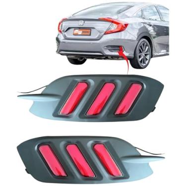 Imagem de Par Lanterna Traseira Para-choque para Honda Civic G10 2016 a 2021 | LED DRL + Freio | Tuning Esportiva | Cor Vermelha ou Fumê | Par Completo (PAR VERMELHO)
