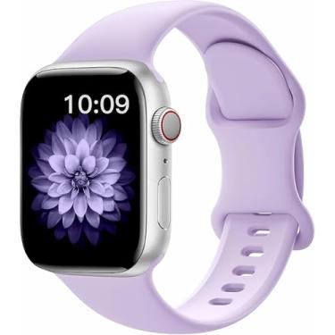 Imagem de Pulseiras esportivas de silicone compatíveis com Apple Watch séries 10, 9, 8, 7, 6, 5, 4, 3, 2 e 1 de 40 mm, 38 mm, 41 mm, 44 mm, 42 mm e 49 mm