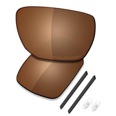 Imagem de SAUCER Lentes de reposição premium e kits de borracha para óculos de sol Oakley Ejector OO4142 de alta definição - marrom âmbar polarizado
