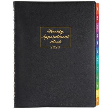 Imagem de Agenda semanal 2024-2025 - Agenda horária diária de julho de 2024 a junho de 2025, 21 x 27 cm, intervalo de 15 minutos, capa de couro flexível - preta