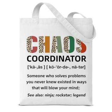 Imagem de Dumyum Bolsa feminina Chaos Coordinator Gifts Canvas Tote Bag for Boss Coworker Leader Teacher Nurse Chaos Coordinator Definition Estética reutilizável mercearia bolsa de ombro para compras, viagens