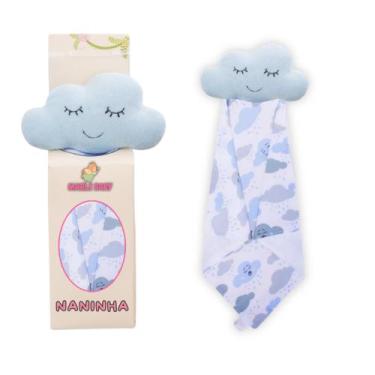 Imagem de Naninha Para Bebê Porta Chupeta Bichinhos - Criativa, Nuvem Azul