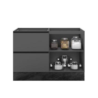 Imagem de Balcão de Pia Deslocada 1 Portas 3 Gavetas (Sem Tampo) 120cm Etna - SS