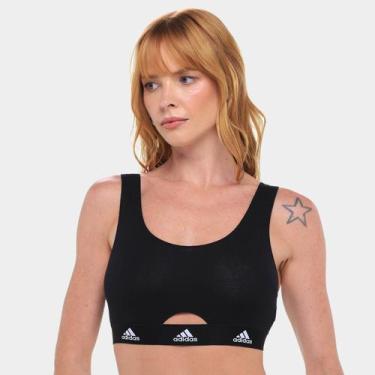 Imagem de Top Adidas Decote Cavado Feminino, Preto, GG