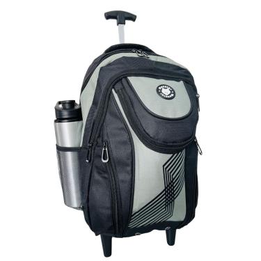 Imagem de Mochila Mala De Rodinhas Masculina Escolar Espaçosa Cinza