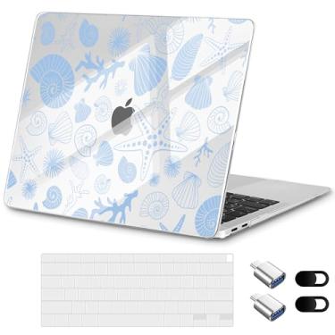 Imagem de Loyrina Capa para MacBook Pro de 13 polegadas 2022 M2 A2338 versão 2020 – Design floral leve e moderno, capa transparente para laptop, com capa de teclado TPU e adaptadores OTG, capa