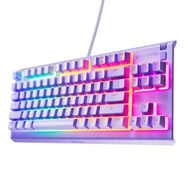 Imagem de SteelSeries Teclado para jogos Apex 3 TKL Lavender RGB — Formato compacto sem chave — Iluminação RGB de 8 zonas — Resistente à água e poeira — Interruptor para jogos Whisper-Quiet