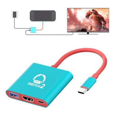 Imagem de Switch 2 Dock, estação de TV portátil para Switch/Switch 2/Steam Deck/ROG Ally/Legion GO, switch 3 em 1, 2 bases de viagem com HDMI 8K @60Hz ou 4K@60Hz, USB 3.0 e porta PD de carregamento de 100 W