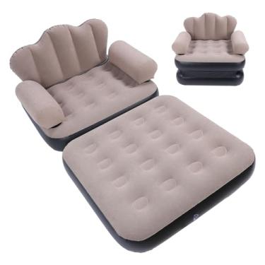Imagem de Depisuta Sofá-cama inflável, sofá-cama conversível 2 em 1 para espreguiçadeira, colchão inflável, sofá-cama de acampamento portátil dobrável, sofá-cama de ar para viagens