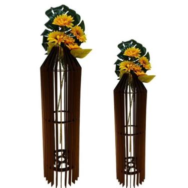 Imagem de Vaso de Chão Decorativo Grande MDF PENEDO - LENOBRE, Preto, Kit com 2 