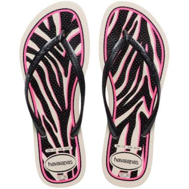 Imagem de Havaianas Chinelo Feminino Slim Animals, Estampa Animal Print, Tiras Finas (Bege Palha, BR, Adulto, Faixa Numérico, M, 33, 34)