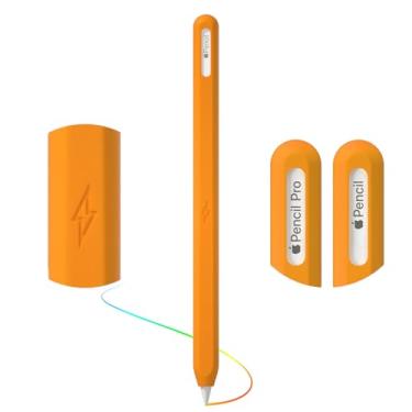 Imagem de AKSHFETH Capa protetora ultrafina para Apple Pencil Pro e Apple Pencil 2ª geração, capa de silicone macia e durável (laranja)