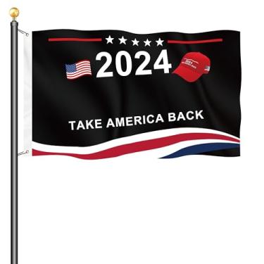 Imagem de Bandeira 2024 de 9,5 x 1,5 m com 2 argolas de latão para casas, jardins, pátios, navios e caminhões