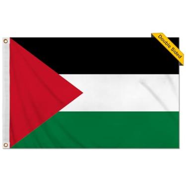 Imagem de Bandeira da Palestina, bandeira da Palestina 7,5 x 12,5 cm, bandeira costurada de nylon da Palestina, resistente 7,5 x 12,5 cm, bandeira da Palestina dupla face para o exterior, bandeira da Palestina